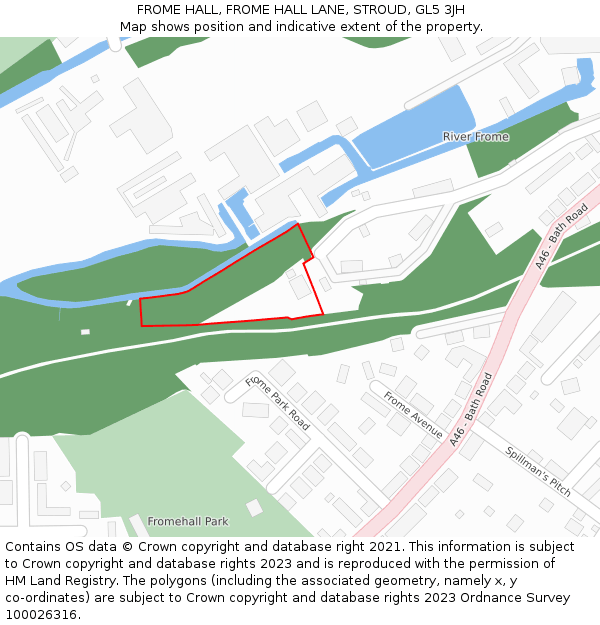 FROME HALL, FROME HALL LANE, STROUD, GL5 3JH: Location map and indicative extent of plot