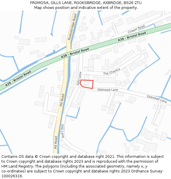 FROMOSA, GILLS LANE, ROOKSBRIDGE, AXBRIDGE, BS26 2TU: Location map and indicative extent of plot