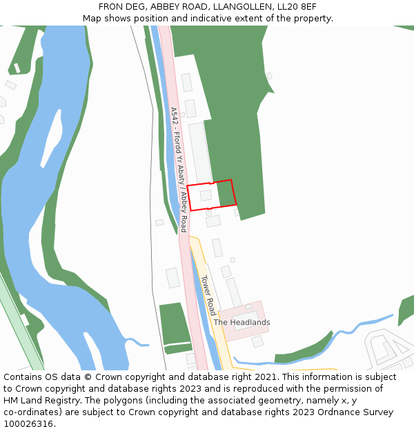 FRON DEG, ABBEY ROAD, LLANGOLLEN, LL20 8EF: Location map and indicative extent of plot