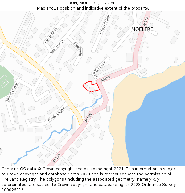 FRON, MOELFRE, LL72 8HH: Location map and indicative extent of plot