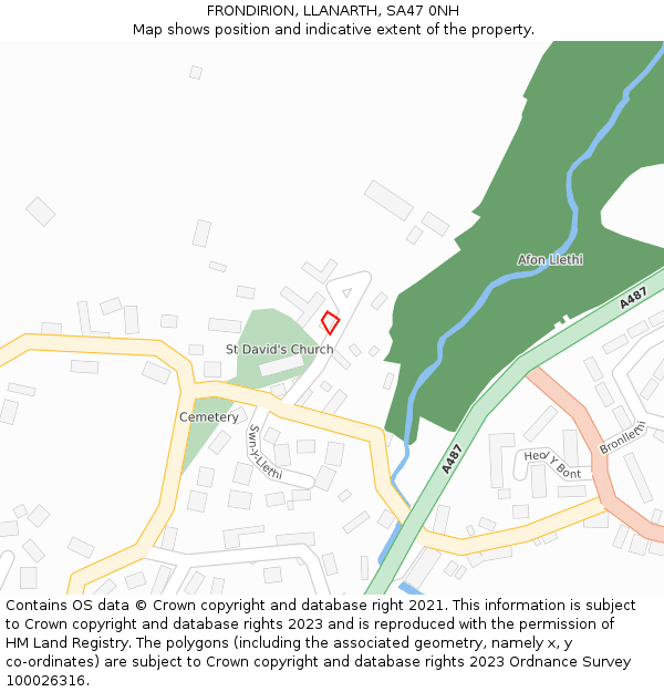 FRONDIRION, LLANARTH, SA47 0NH: Location map and indicative extent of plot