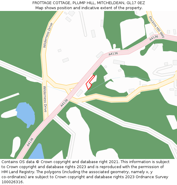 FROTTAGE COTTAGE, PLUMP HILL, MITCHELDEAN, GL17 0EZ: Location map and indicative extent of plot