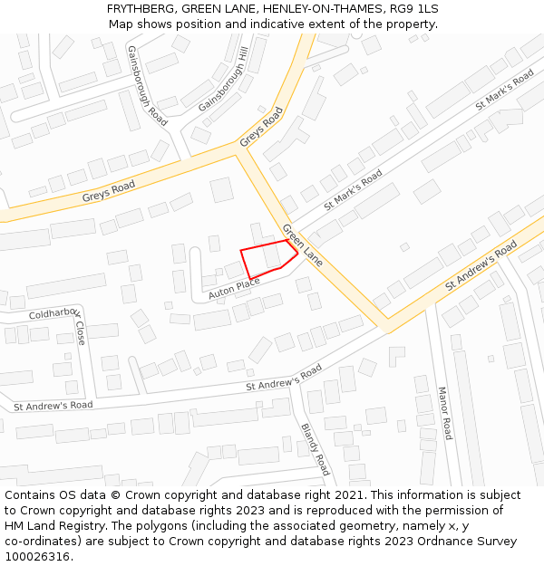 FRYTHBERG, GREEN LANE, HENLEY-ON-THAMES, RG9 1LS: Location map and indicative extent of plot