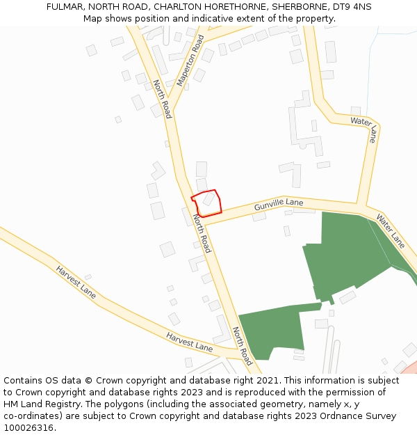 FULMAR, NORTH ROAD, CHARLTON HORETHORNE, SHERBORNE, DT9 4NS: Location map and indicative extent of plot