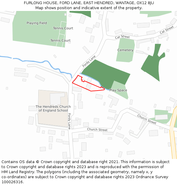 FURLONG HOUSE, FORD LANE, EAST HENDRED, WANTAGE, OX12 8JU: Location map and indicative extent of plot