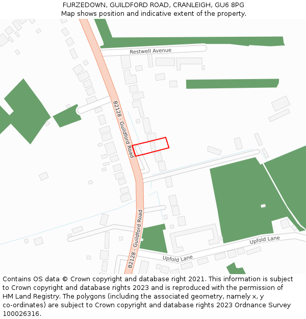 FURZEDOWN, GUILDFORD ROAD, CRANLEIGH, GU6 8PG: Location map and indicative extent of plot