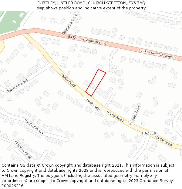 FURZLEY, HAZLER ROAD, CHURCH STRETTON, SY6 7AQ: Location map and indicative extent of plot