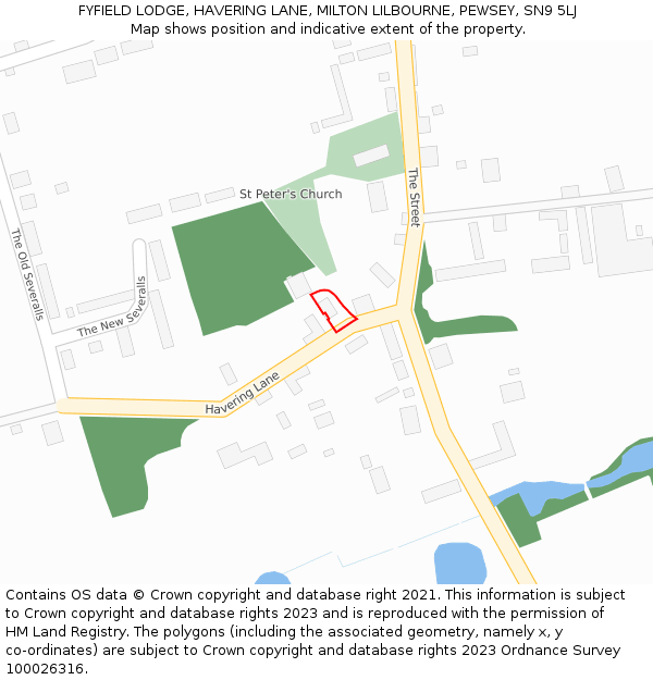 FYFIELD LODGE, HAVERING LANE, MILTON LILBOURNE, PEWSEY, SN9 5LJ: Location map and indicative extent of plot