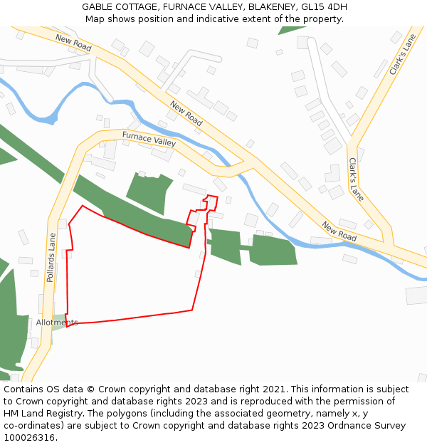 GABLE COTTAGE, FURNACE VALLEY, BLAKENEY, GL15 4DH: Location map and indicative extent of plot