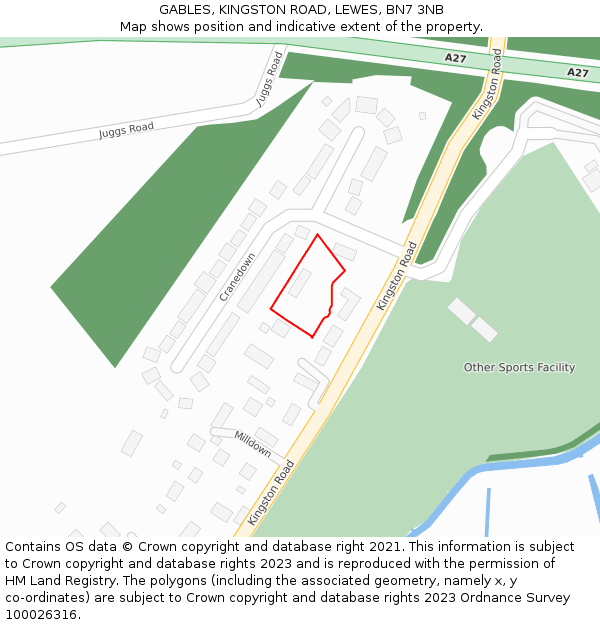 GABLES, KINGSTON ROAD, LEWES, BN7 3NB: Location map and indicative extent of plot