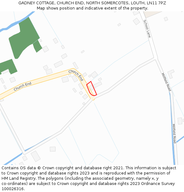 GADNEY COTTAGE, CHURCH END, NORTH SOMERCOTES, LOUTH, LN11 7PZ: Location map and indicative extent of plot