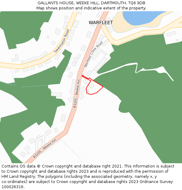 GALLANTS HOUSE, WEEKE HILL, DARTMOUTH, TQ6 9DB: Location map and indicative extent of plot