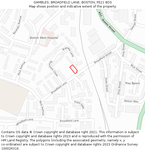 GAMBLES, BROADFIELD LANE, BOSTON, PE21 8DS: Location map and indicative extent of plot
