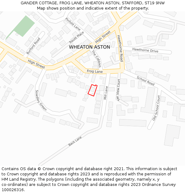 GANDER COTTAGE, FROG LANE, WHEATON ASTON, STAFFORD, ST19 9NW: Location map and indicative extent of plot