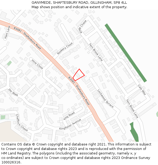 GANYMEDE, SHAFTESBURY ROAD, GILLINGHAM, SP8 4LL: Location map and indicative extent of plot