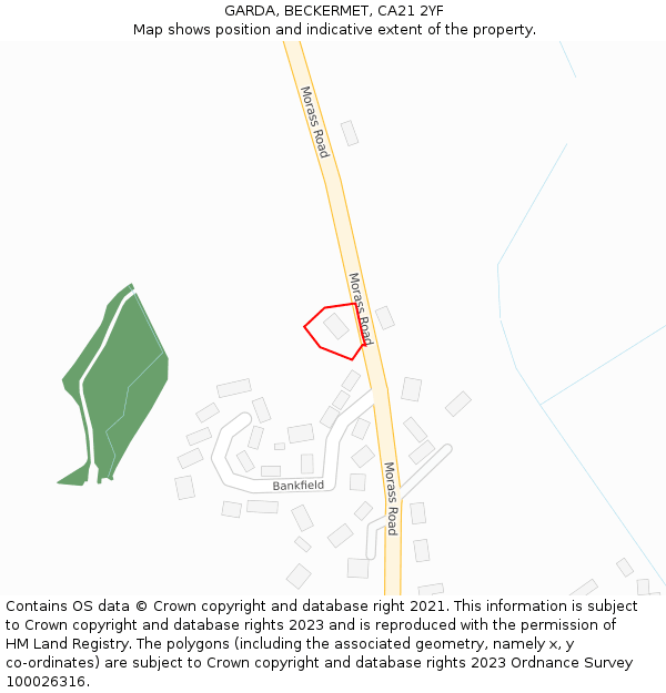 GARDA, BECKERMET, CA21 2YF: Location map and indicative extent of plot