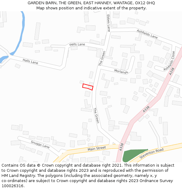 GARDEN BARN, THE GREEN, EAST HANNEY, WANTAGE, OX12 0HQ: Location map and indicative extent of plot