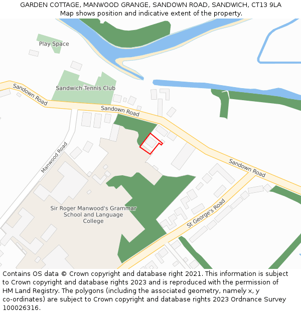 GARDEN COTTAGE, MANWOOD GRANGE, SANDOWN ROAD, SANDWICH, CT13 9LA: Location map and indicative extent of plot