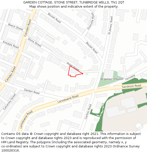 GARDEN COTTAGE, STONE STREET, TUNBRIDGE WELLS, TN1 2QT: Location map and indicative extent of plot