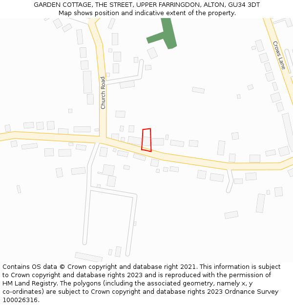 GARDEN COTTAGE, THE STREET, UPPER FARRINGDON, ALTON, GU34 3DT: Location map and indicative extent of plot