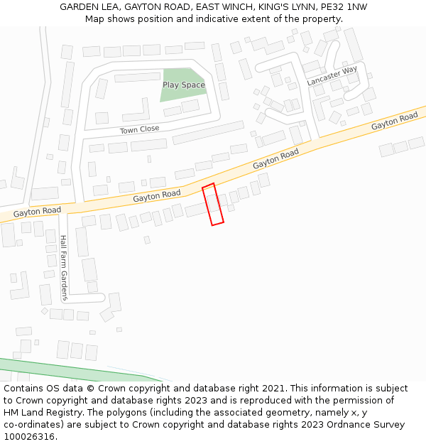 GARDEN LEA, GAYTON ROAD, EAST WINCH, KING'S LYNN, PE32 1NW: Location map and indicative extent of plot