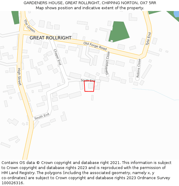 GARDENERS HOUSE, GREAT ROLLRIGHT, CHIPPING NORTON, OX7 5RR: Location map and indicative extent of plot