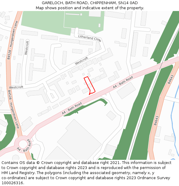 GARELOCH, BATH ROAD, CHIPPENHAM, SN14 0AD: Location map and indicative extent of plot