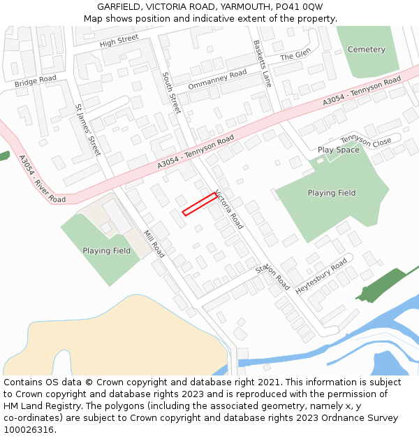 GARFIELD, VICTORIA ROAD, YARMOUTH, PO41 0QW: Location map and indicative extent of plot