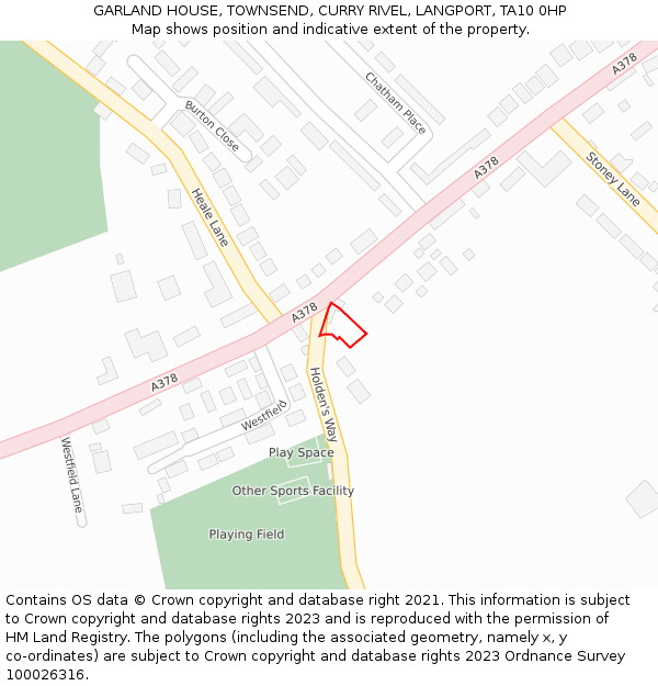 GARLAND HOUSE, TOWNSEND, CURRY RIVEL, LANGPORT, TA10 0HP: Location map and indicative extent of plot