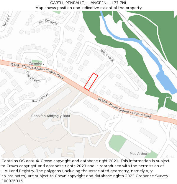 GARTH, PENRALLT, LLANGEFNI, LL77 7NL: Location map and indicative extent of plot