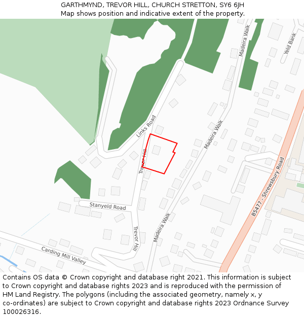 GARTHMYND, TREVOR HILL, CHURCH STRETTON, SY6 6JH: Location map and indicative extent of plot