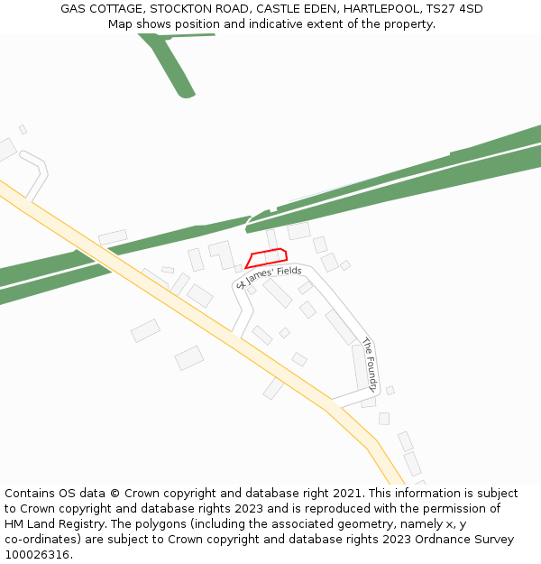 GAS COTTAGE, STOCKTON ROAD, CASTLE EDEN, HARTLEPOOL, TS27 4SD: Location map and indicative extent of plot