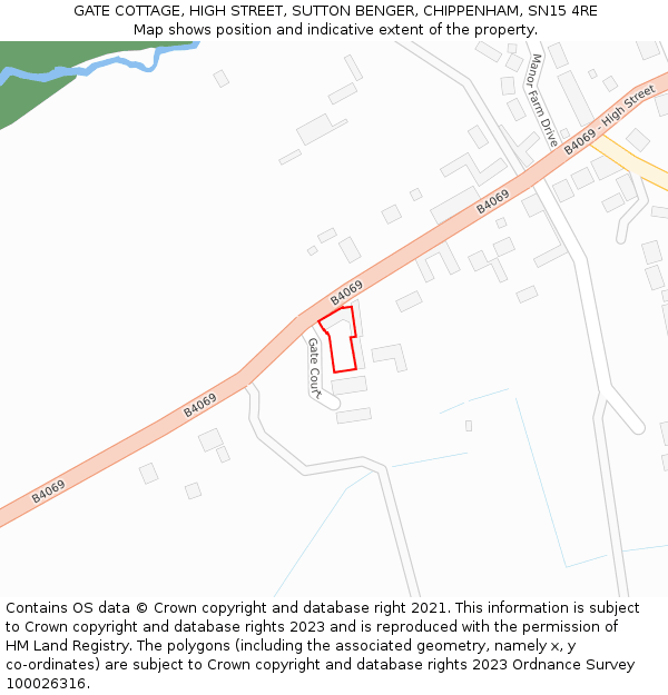 GATE COTTAGE, HIGH STREET, SUTTON BENGER, CHIPPENHAM, SN15 4RE: Location map and indicative extent of plot
