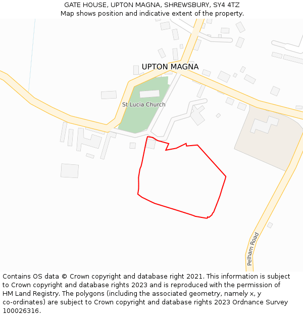 GATE HOUSE, UPTON MAGNA, SHREWSBURY, SY4 4TZ: Location map and indicative extent of plot
