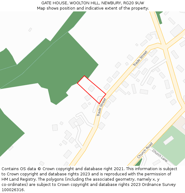 GATE HOUSE, WOOLTON HILL, NEWBURY, RG20 9UW: Location map and indicative extent of plot