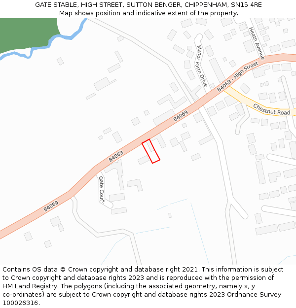 GATE STABLE, HIGH STREET, SUTTON BENGER, CHIPPENHAM, SN15 4RE: Location map and indicative extent of plot