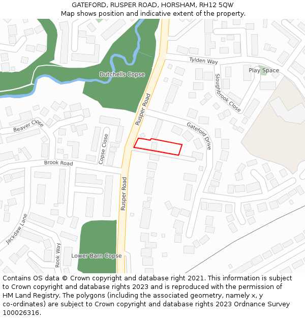 GATEFORD, RUSPER ROAD, HORSHAM, RH12 5QW: Location map and indicative extent of plot