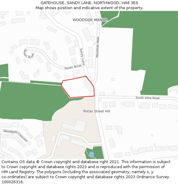 GATEHOUSE, SANDY LANE, NORTHWOOD, HA6 3ES: Location map and indicative extent of plot