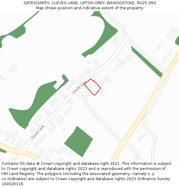 GATESGARTH, CLEVES LANE, UPTON GREY, BASINGSTOKE, RG25 2RG: Location map and indicative extent of plot