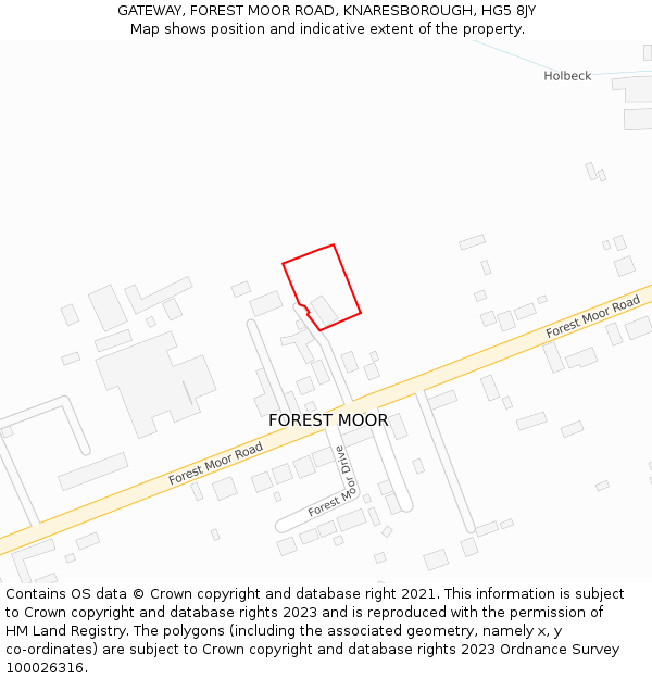 GATEWAY, FOREST MOOR ROAD, KNARESBOROUGH, HG5 8JY: Location map and indicative extent of plot