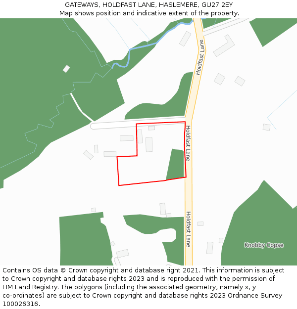 GATEWAYS, HOLDFAST LANE, HASLEMERE, GU27 2EY: Location map and indicative extent of plot