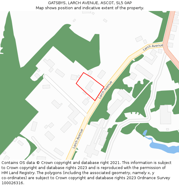 GATSBYS, LARCH AVENUE, ASCOT, SL5 0AP: Location map and indicative extent of plot