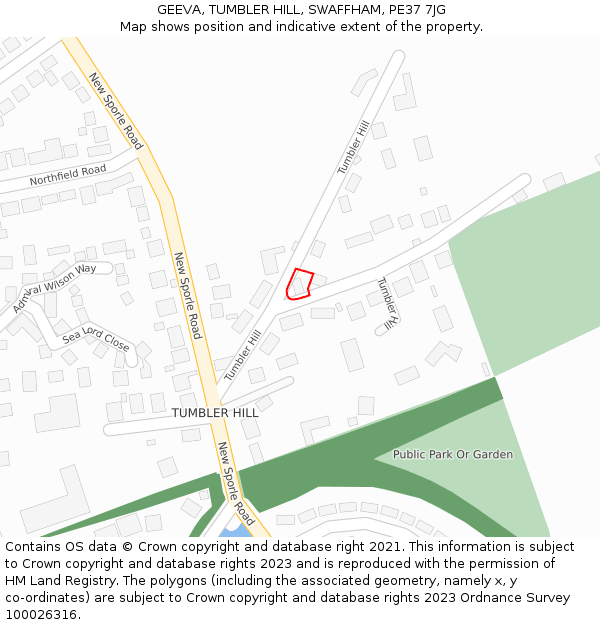 GEEVA, TUMBLER HILL, SWAFFHAM, PE37 7JG: Location map and indicative extent of plot