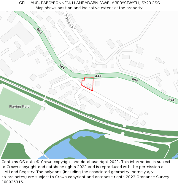 GELLI AUR, PARCYRONNEN, LLANBADARN FAWR, ABERYSTWYTH, SY23 3SS: Location map and indicative extent of plot