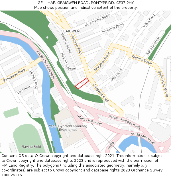 GELLIHAF, GRAIGWEN ROAD, PONTYPRIDD, CF37 2HY: Location map and indicative extent of plot