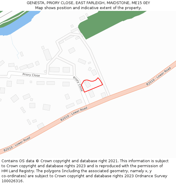 GENESTA, PRIORY CLOSE, EAST FARLEIGH, MAIDSTONE, ME15 0EY: Location map and indicative extent of plot