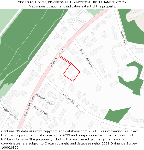 GEORGIAN HOUSE, KINGSTON HILL, KINGSTON UPON THAMES, KT2 7JX: Location map and indicative extent of plot