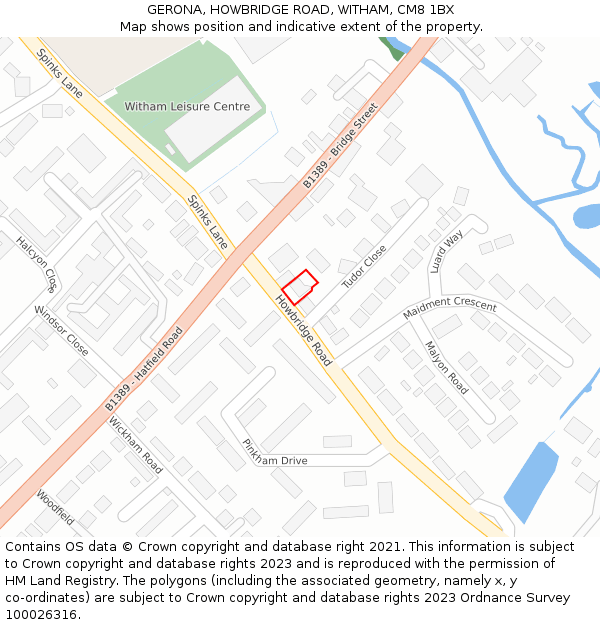 GERONA, HOWBRIDGE ROAD, WITHAM, CM8 1BX: Location map and indicative extent of plot