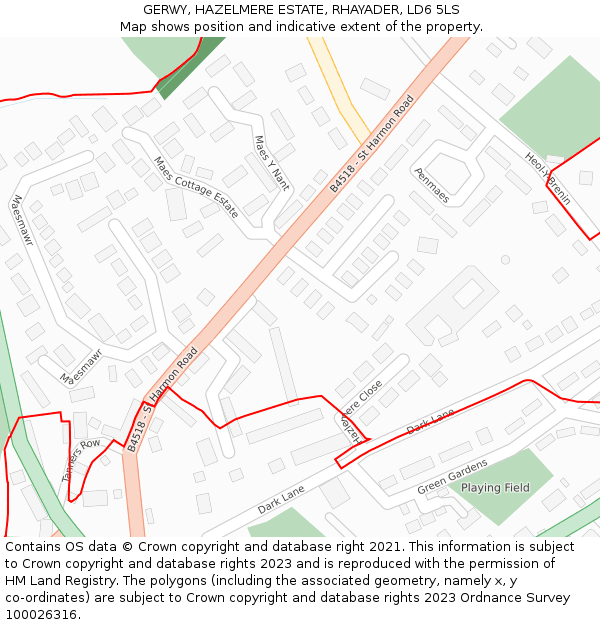 GERWY, HAZELMERE ESTATE, RHAYADER, LD6 5LS: Location map and indicative extent of plot