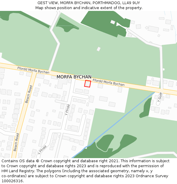 GEST VIEW, MORFA BYCHAN, PORTHMADOG, LL49 9UY: Location map and indicative extent of plot